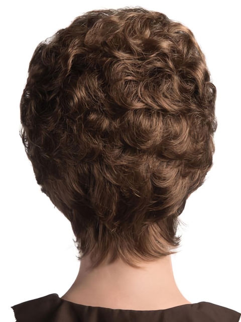 Top Quality Brown Curly Short Classic Heat Friendly Synthetic Wigs