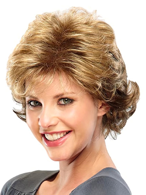 Discount Blonde Curly Short Classic Heat Friendly Synthetic Wigs