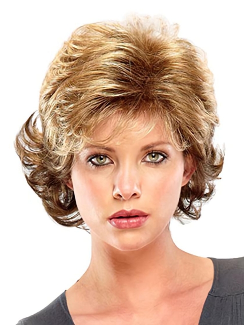 Discount Blonde Curly Short Classic Heat Friendly Synthetic Wigs