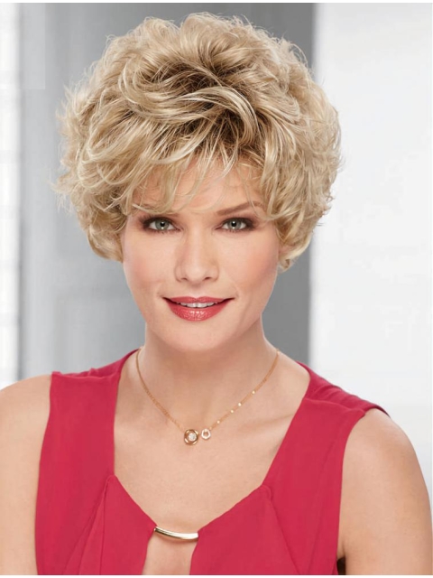 Fashional Short Curly Blonde Layered Beautiful Syntheric Wigs