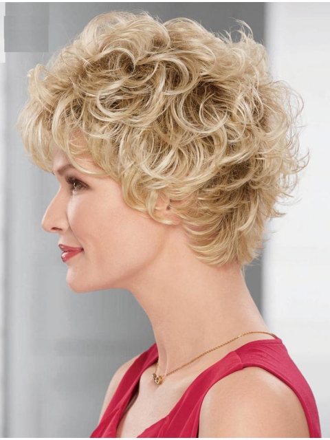 Fashional Short Curly Blonde Layered Beautiful Syntheric Wigs