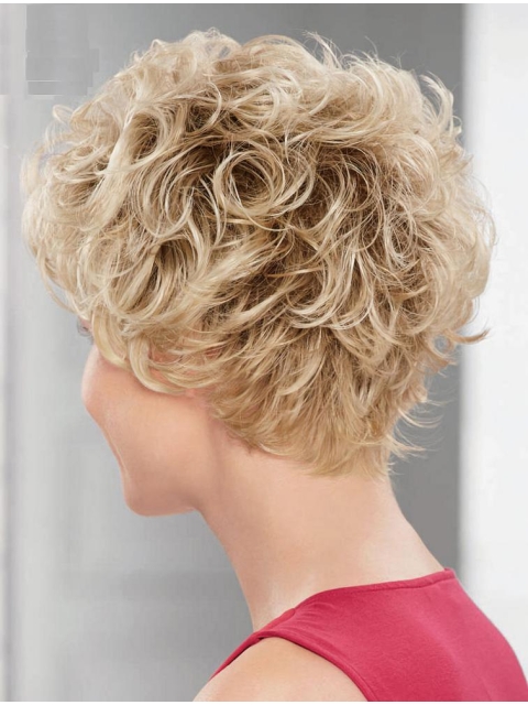 Fashional Short Curly Blonde Layered Beautiful Syntheric Wigs