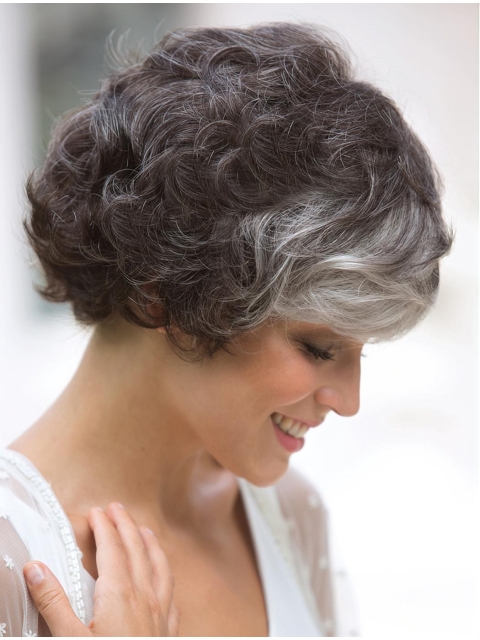 Amazing Short Curly White Exquisite Classic Synthetic Wigs For Old Women