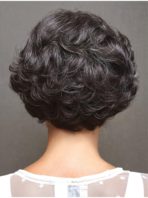 Amazing Short Curly White Exquisite Classic Synthetic Wigs For Old Women