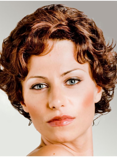 Short Curly Hairstyle Women's Natural Looking Abrun Curly Synthetic Hair Capless Wigs 10Inch