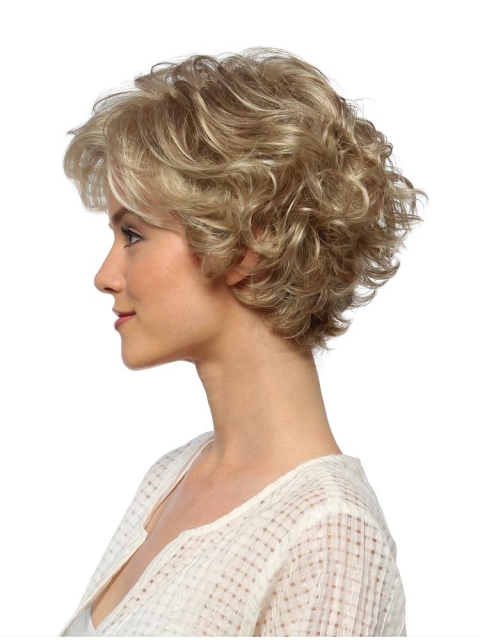 High Quality Curly Blonde Color Layered Popular Lace Front Synthetic Wigs For Women