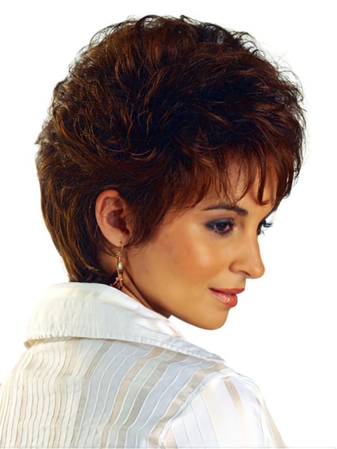 Comfortable Brown Short Curly Bob Hairtype Synthetic Hair Curly Women Wig 12 Inches