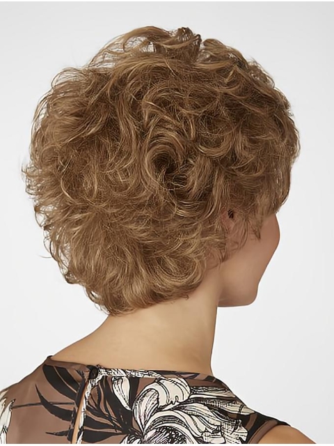 Amazing Short Curly Blonde Layered Beautiful Synthetic Lace Front Wigs For Older Women