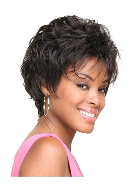 Glamorous Natural Looking Black Curly Short African American Wigs For Black Women