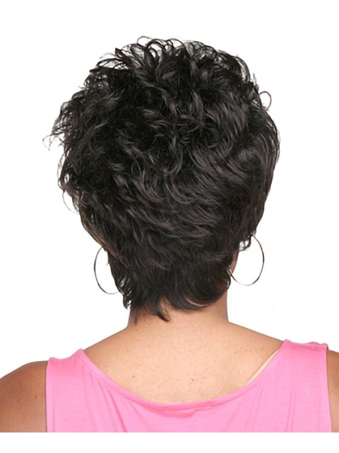 Glamorous Natural Looking Black Curly Short African American Wigs For Black Women