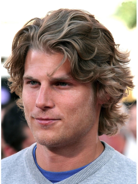 Discount 100% Hand-Tied Brown Curly Short Synthetic Lace Wigs For Men