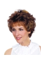 Short Curly Hairstyle Women's Natural Looking Brown Curly Synthetic Hair Capless Wigs 8Inch