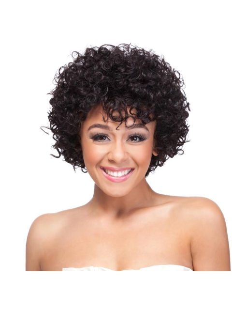 Fashionable Natural Looking Black Curly Short Synthetic Capless Wigs For Women 10inch