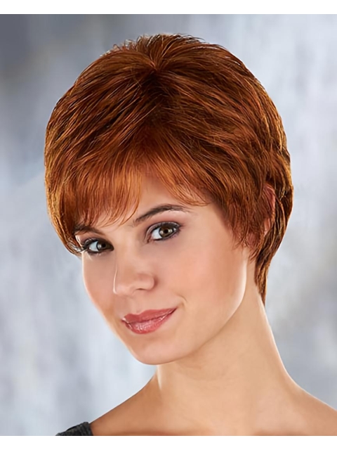 Cool Style Auburn Curly Synthetic Refined Short Capless Wigs 8Inch