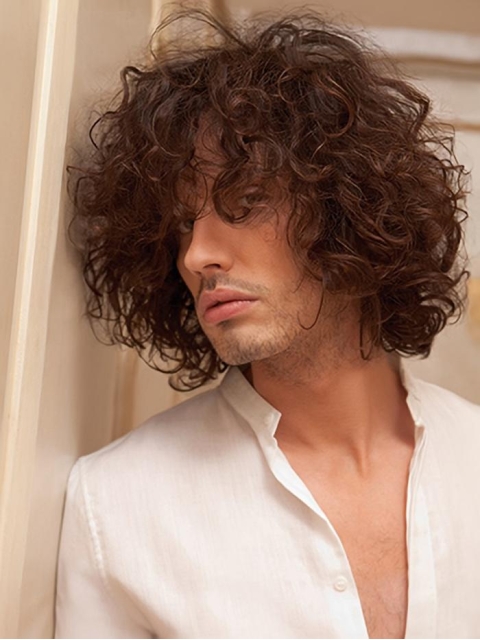 Best Auburn Curly Short Human Hair Wigs For Men