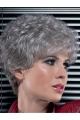 Natural Looking Curly Short Synthetic Lace Front Grey Wigs For Older Women