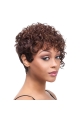 Tempting Auburn Curly Short African American Wigs With Bang For Black Women