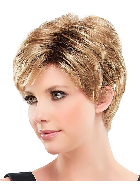 New Arrival Charming Polite Auburn Curly Short Synthetic Capless Wigs