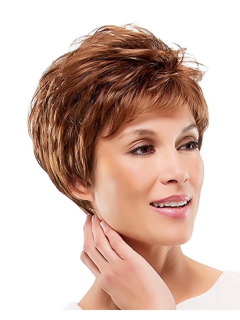 New Arrival Charming Polite Auburn Curly Short Synthetic Capless Wigs