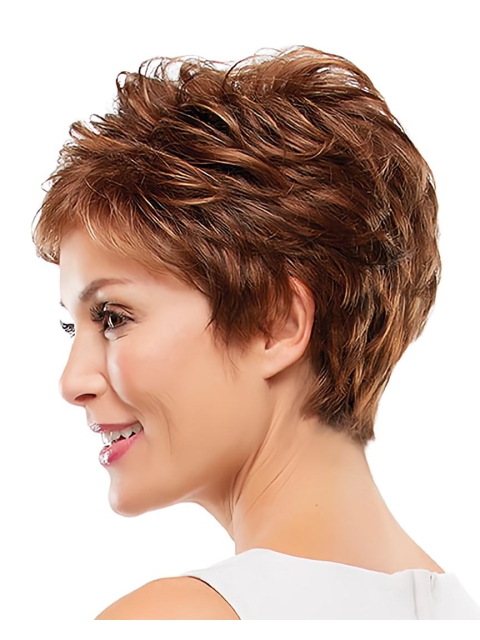 New Arrival Charming Polite Auburn Curly Short Synthetic Capless Wigs