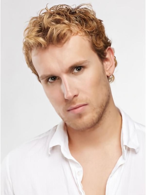 Cool Blonde Curly Short Men Wigs