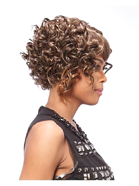 Incredible Brown Curly Short African American Wigs