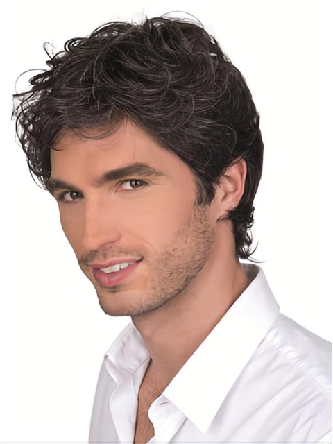 Monofilament Curly Short Men Wigs