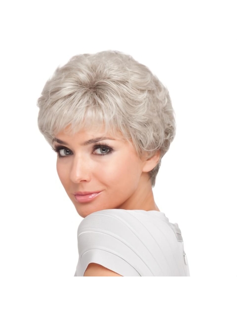 Natural Curly Synthetic Short Grey Wigs