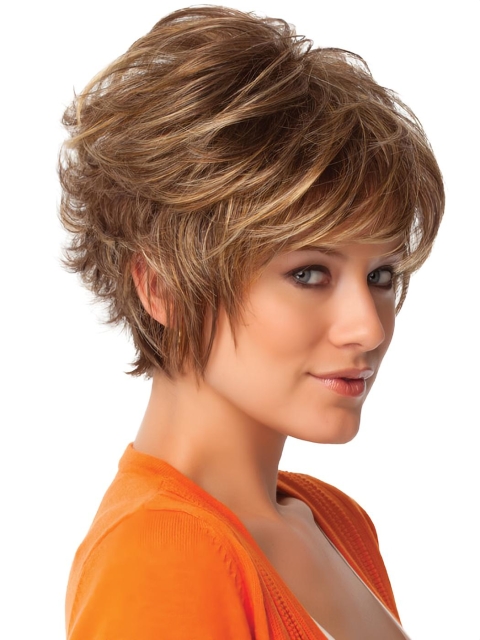 Faddish Auburn Curly Short Synthetic Wigs