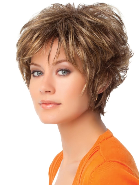 Faddish Auburn Curly Short Synthetic Wigs