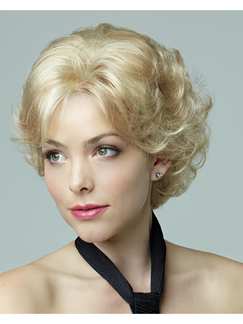 New Blonde Curly Short Petite Wigs