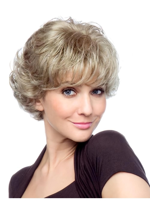 Blonde Curly Synthetic Top Short Wigs