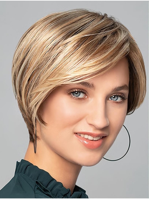 Good  Straight Monofilament Ombre/2 tone Synthetic Boycuts Short Wigs