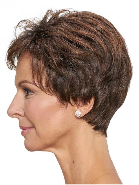 New Arrival  Short Brown Straight 8inch Classic Lace Front Wig On Sale