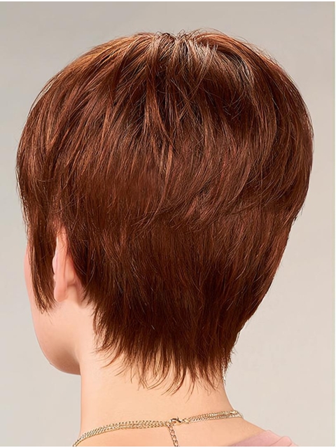 High Quality Short Auburn With Bangs Straight Synthetic Lace Front Wigs For Women 