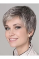 Natural Looking Short Grey 8Inch Straight Synthetic Mono top Synthetic Wigs