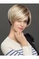 Short 8" Capless Platinum Blonde Straight Ladies Bob Wigs