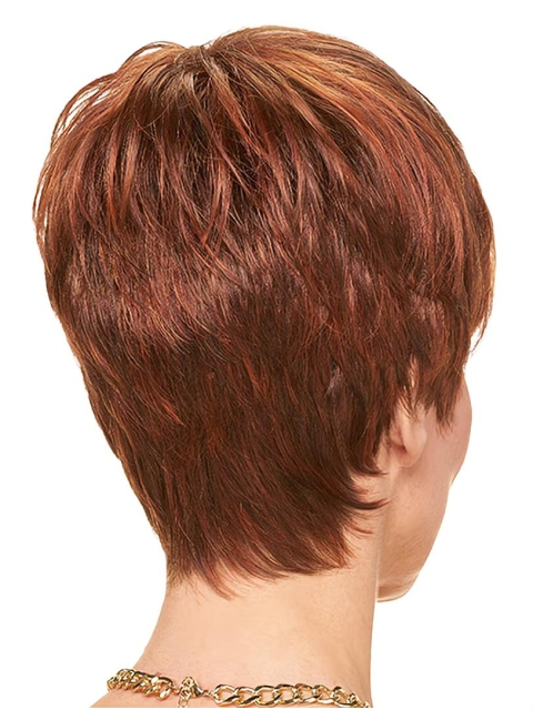 Red Straight Short Layered Cheap Monofilament Wigs