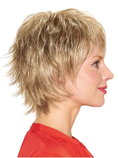 Blonde Straight Short Layered Ready To Wear Monofilament Wigs