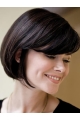 Bobs Remy Human Hair Black Straight Hand Tied Lace Wigs