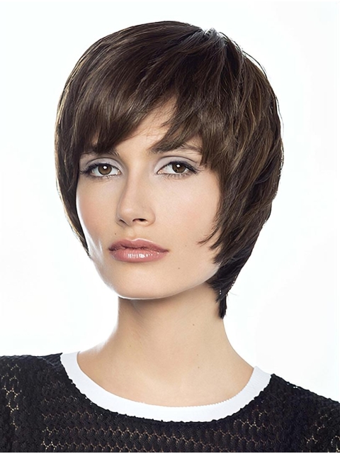 8" Straight Short Layered Human Hair Wig