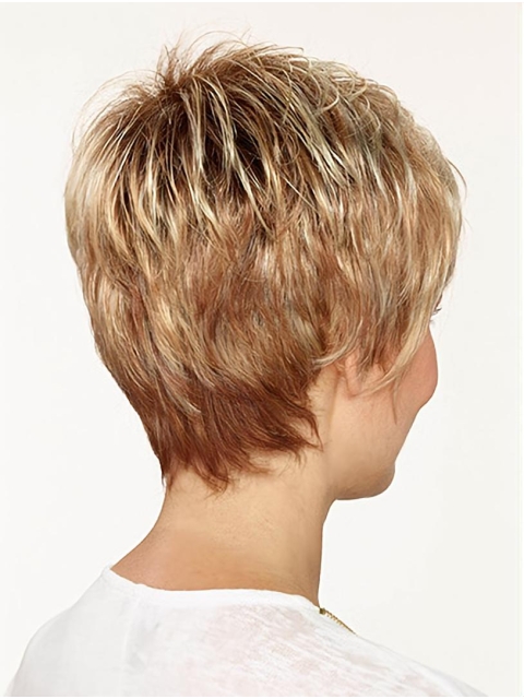 Straight Boycuts Capless 8" Blonde Good Quality Synthetic Wigs