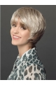 8" Platinum Blonde Short Layered Straight Synthetic Wigs Women