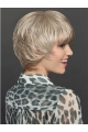 8" Platinum Blonde Short Layered Straight Synthetic Wigs Women