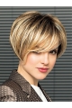 8" Ombre/2 Tone Short With Bangs Straight Synthetic Wigs