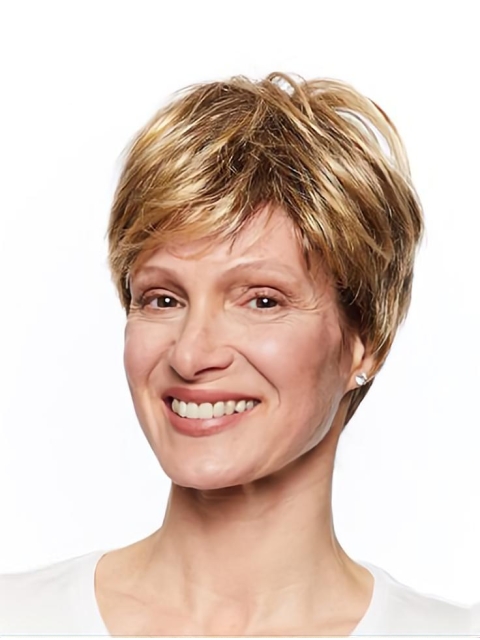 Short Monofilament Straight Blonde Wigs