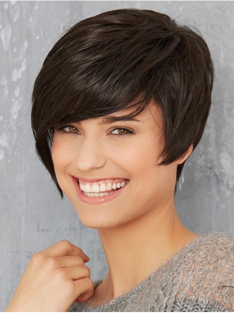 Monofilament Black Synthetic 8" Short Bob Wig