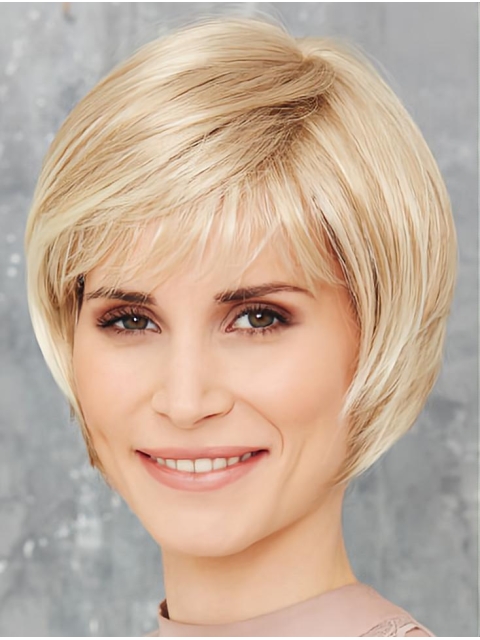 Monofilament Blonde Synthetic 8" Short Bob Wigs