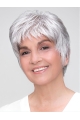 100% Hand-tied Grey Short Straight 8" Boycuts Synthetic Wigs Good Quality