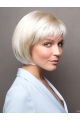 Platinum Blonde Short Straight Bob Realistic Capless Wigs